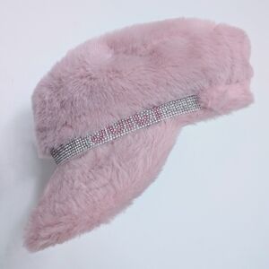 Juicy Couture Pink Faux Fur Hat with Sparkling Band